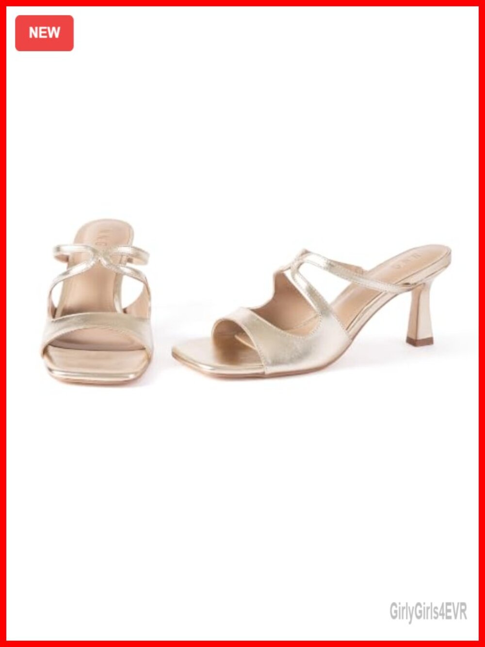 Faux Leather Kitten Heel Women's Heeled Sandals Square Toe Mule Heels